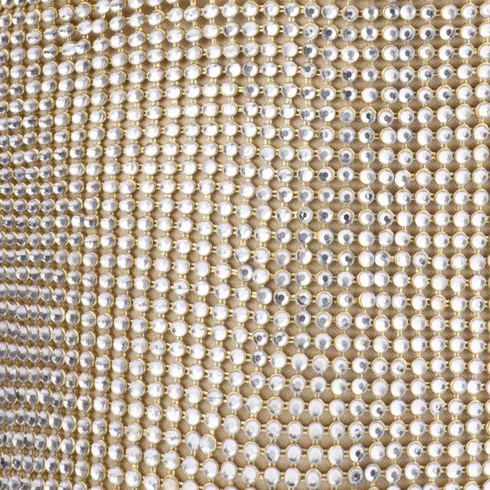 Ellie Crystal Mesh Ring Handle Bag Champagne