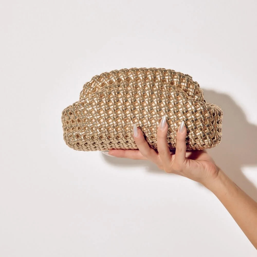 Everly Hand Woven Clutch Gold