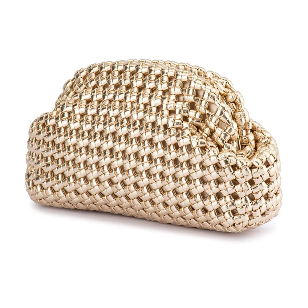 Everly Hand Woven Clutch Gold