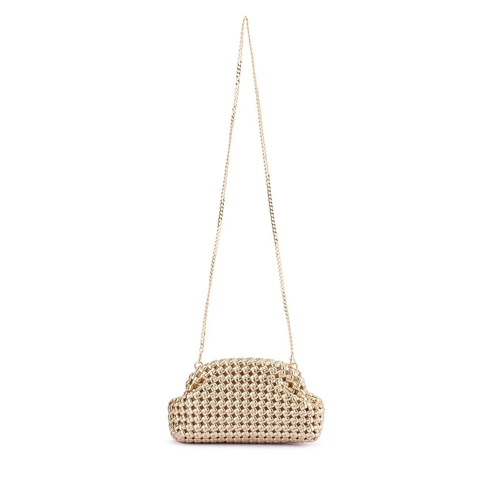 Everly Hand Woven Clutch Gold