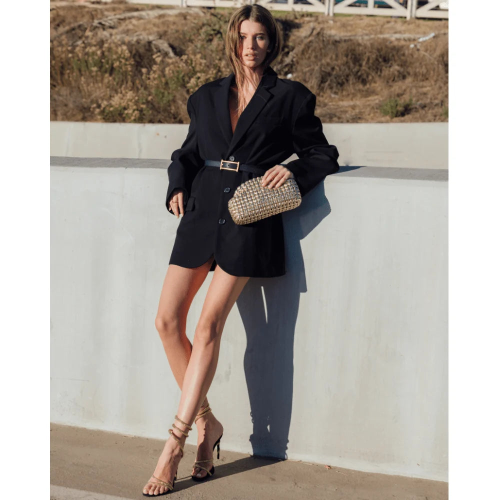 Everly Hand Woven Clutch Gold