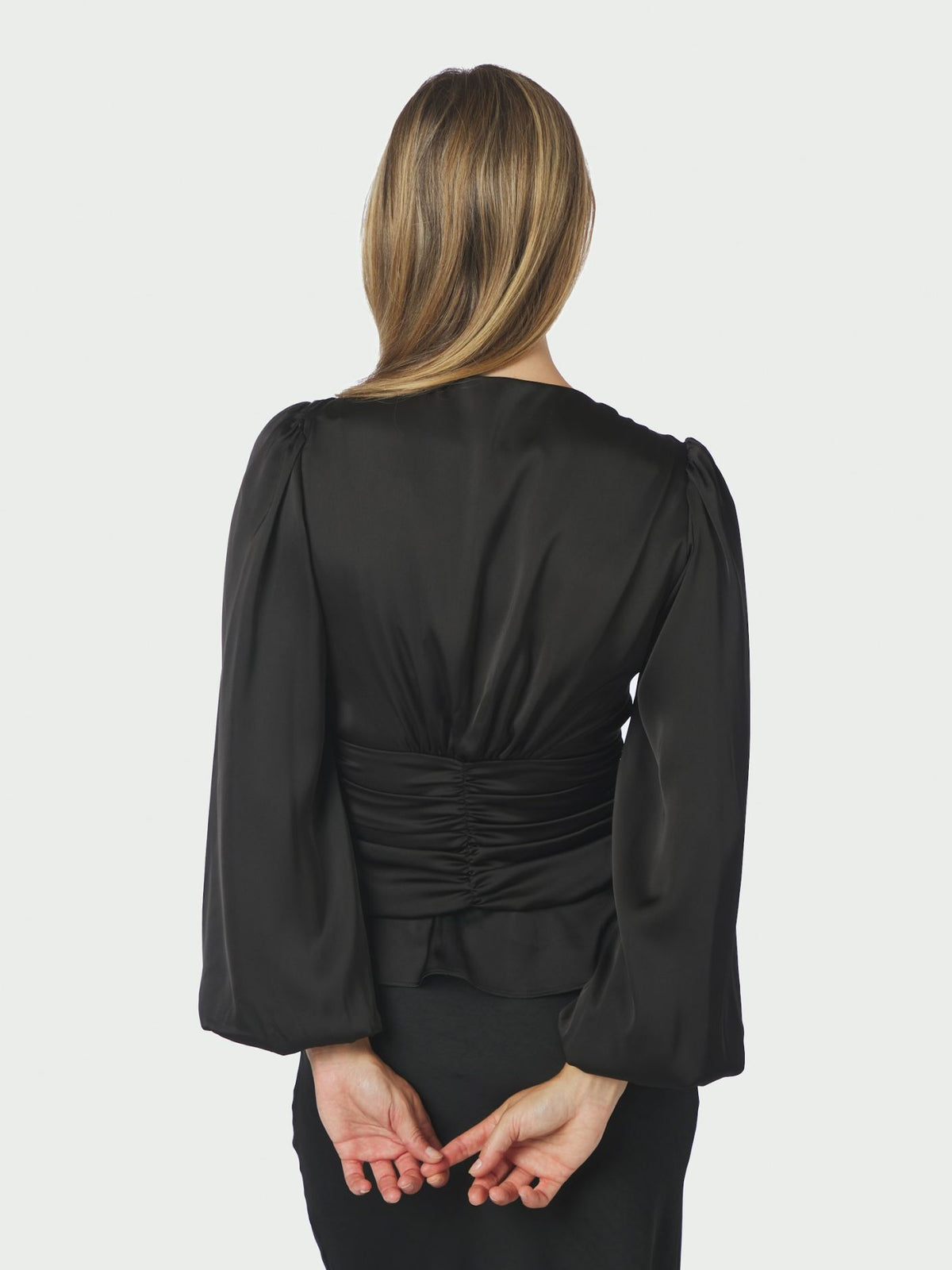 Pascal Drapy Satin Blouse Black