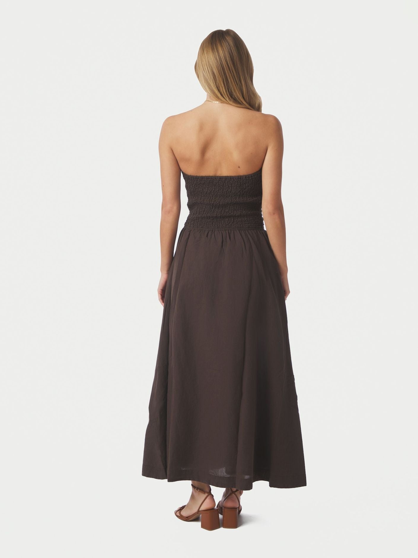 Kima Linen Dress Dark Brown