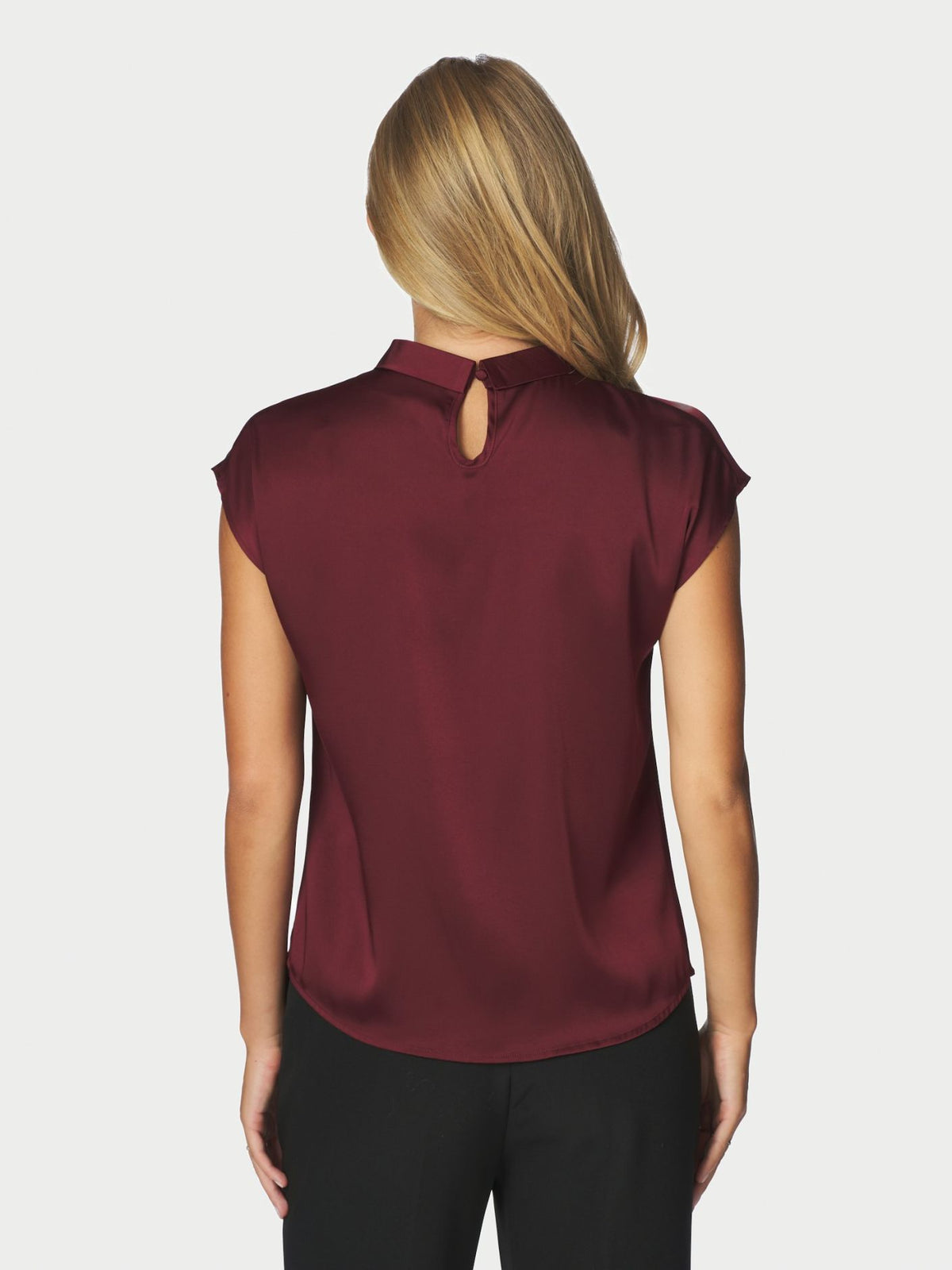 Fleur Drapy Sateen Blouse Burgundy