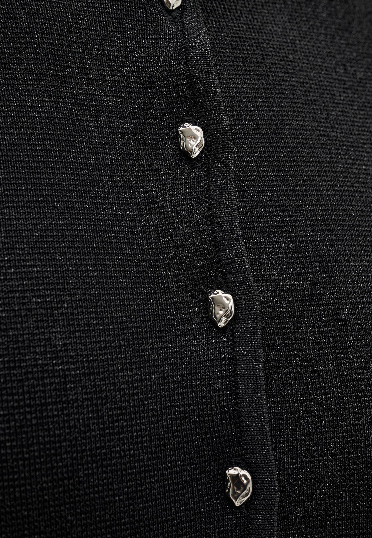 Ezra Metallic Milano Knitted Cardigan Black