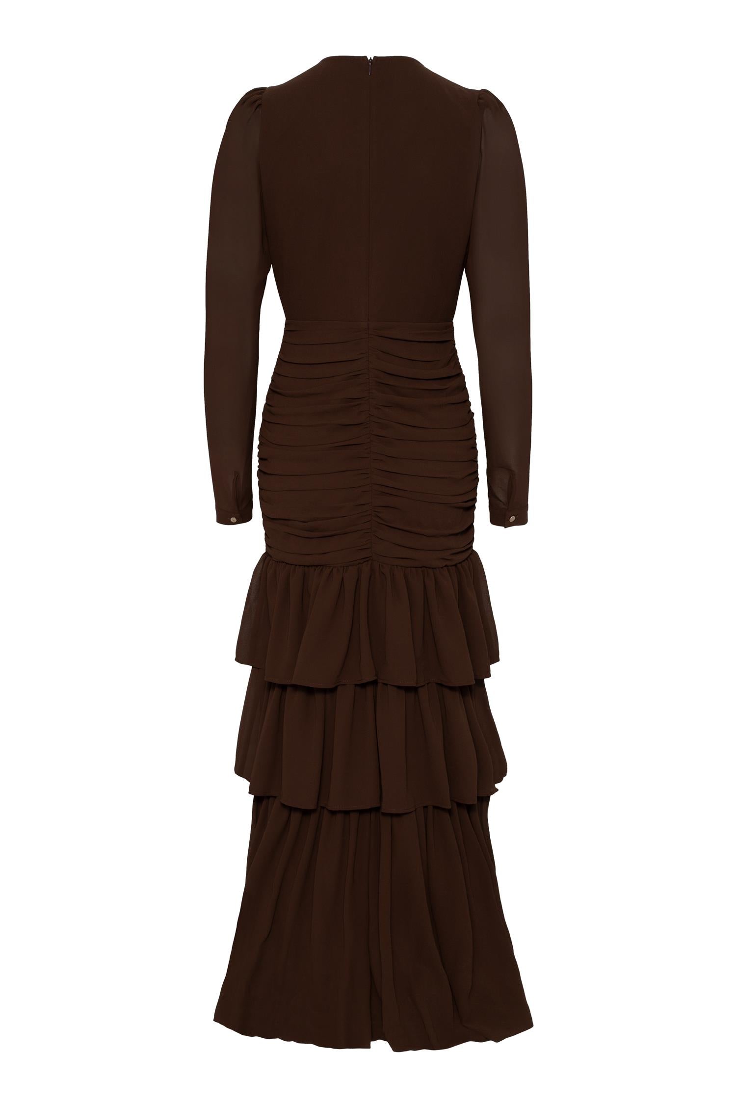 Jenna Long Sleeve Maxi Dress Espresso