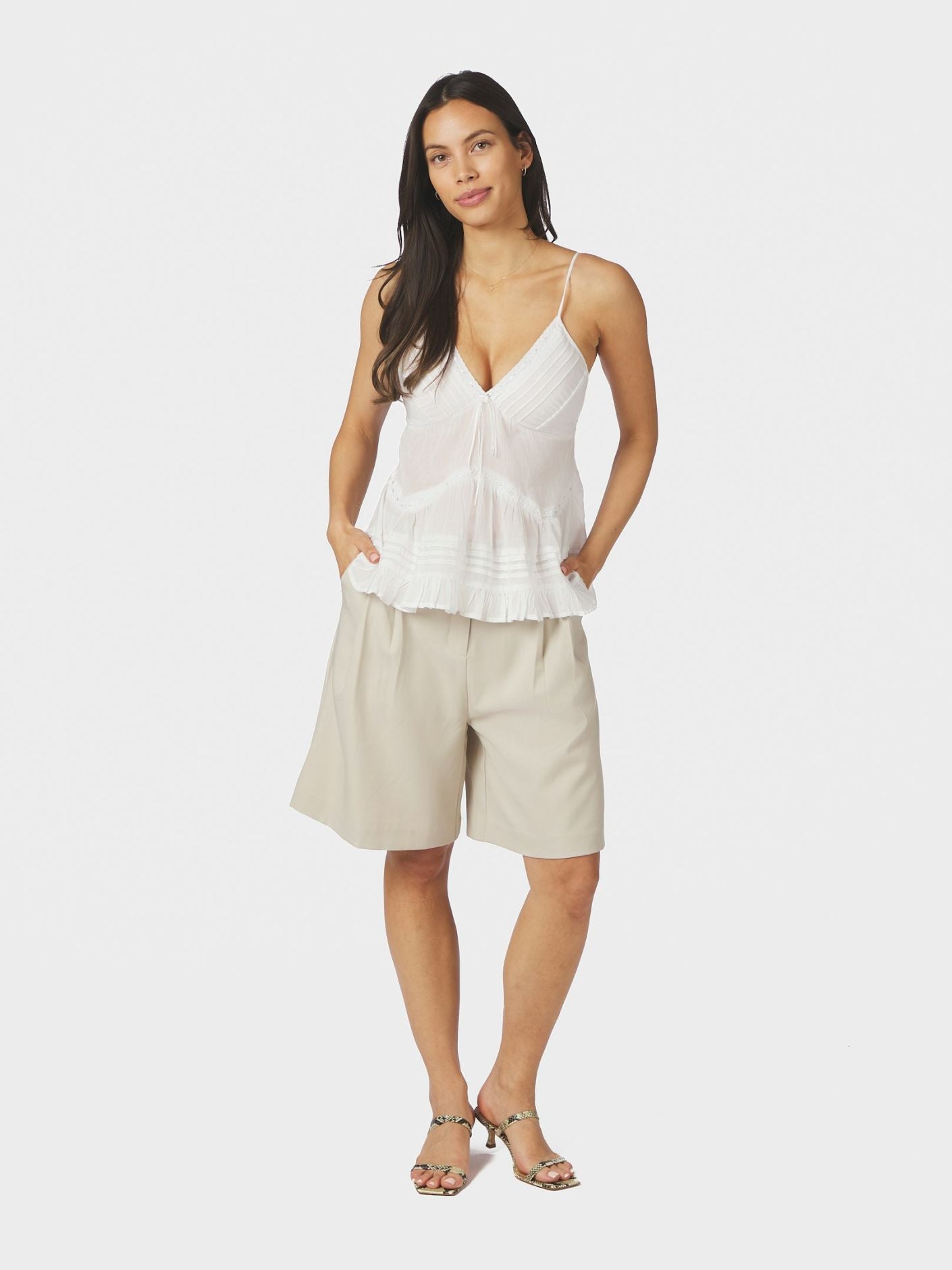 Elvena S Voile Top White
