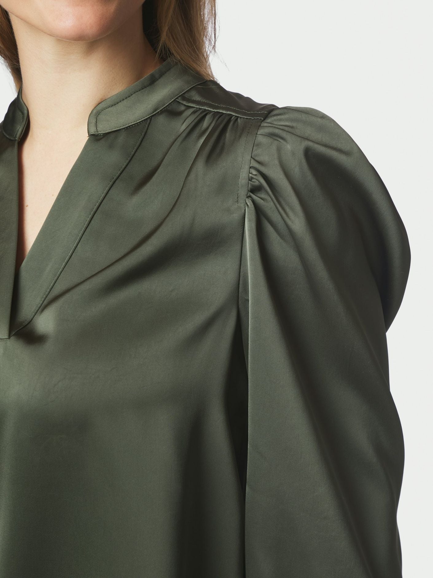 Rosslyn Heavy Sateen Blouse Deep Green