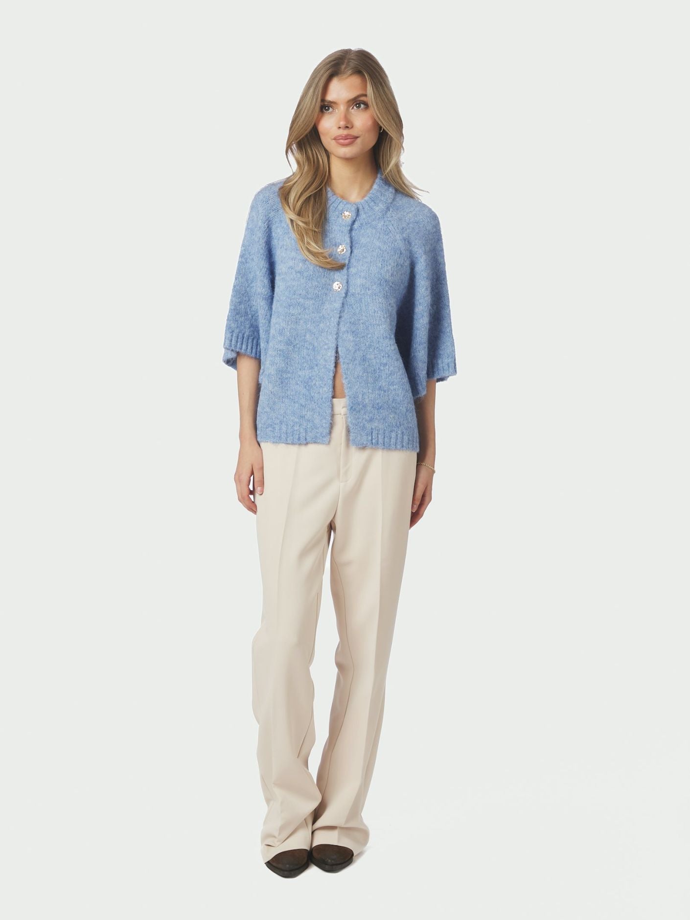 Benuta Fluffy Knit Cardigan Dusty Blue