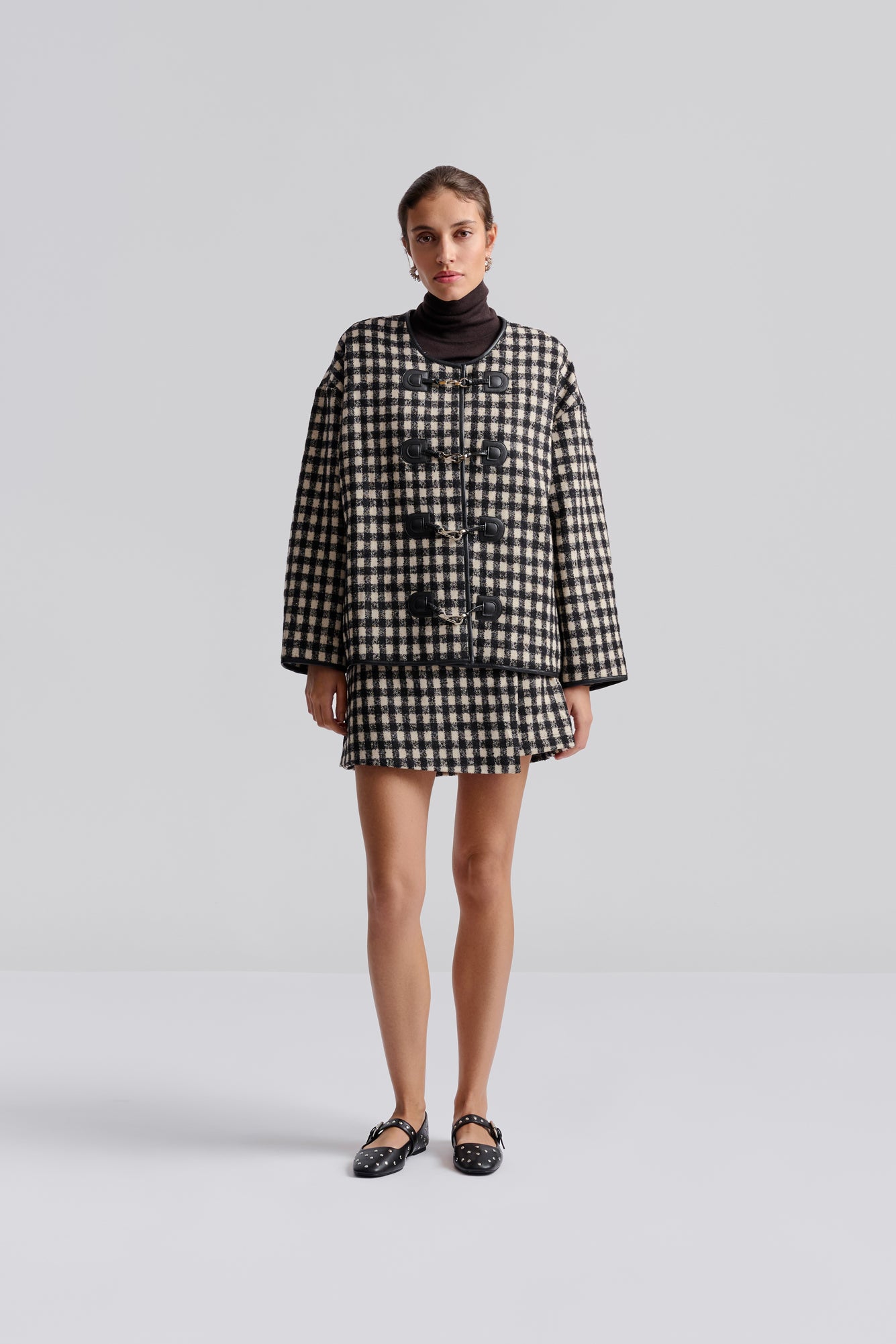 Lou Checked Wool Blend Jacket Black Checks