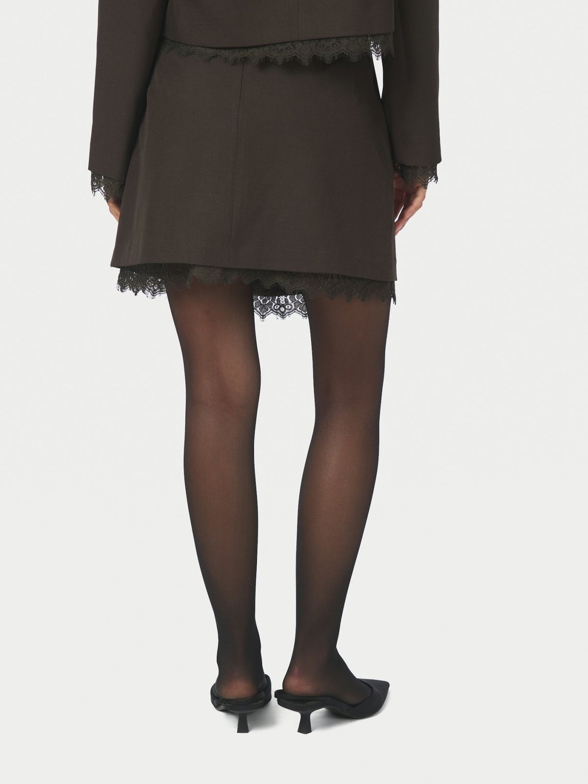 Birgitte Structure Lace Skirt Dark Brown
