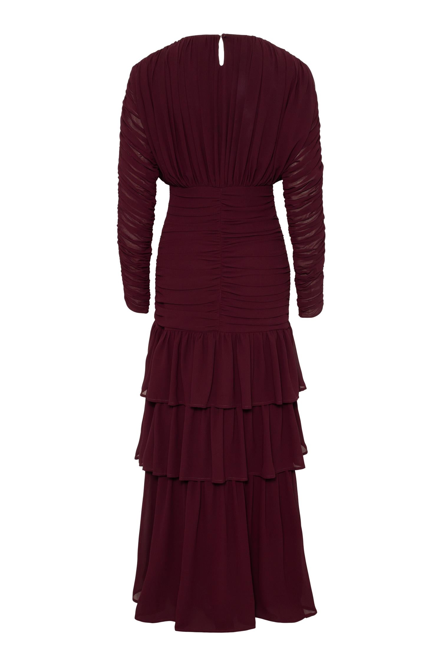 Jessie Long Sleeve Maxi Dress Burgundy