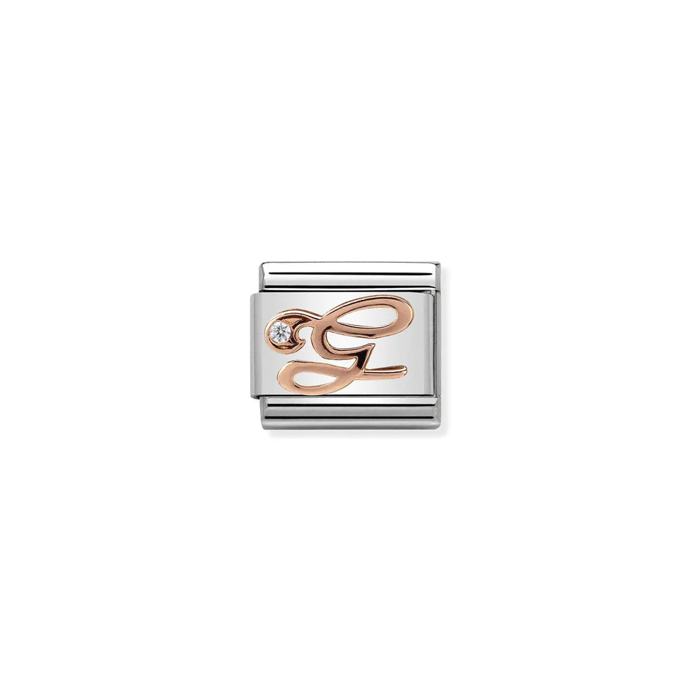 Letter G w/ Cubic Zirconia Rose Gold