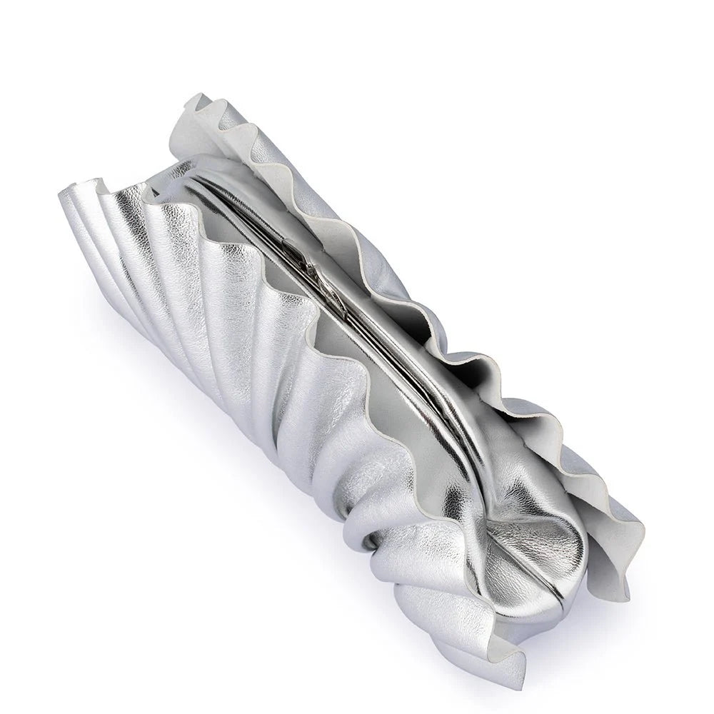 Hollie Pleated Clutch Silver