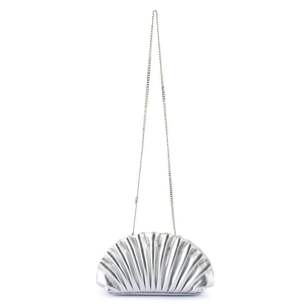 Hollie Pleated Clutch Silver