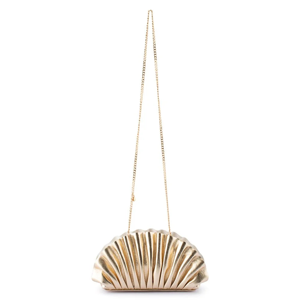 Hollie Pleated Clutch Gold