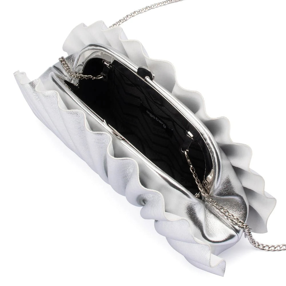 Hollie Pleated Clutch Silver