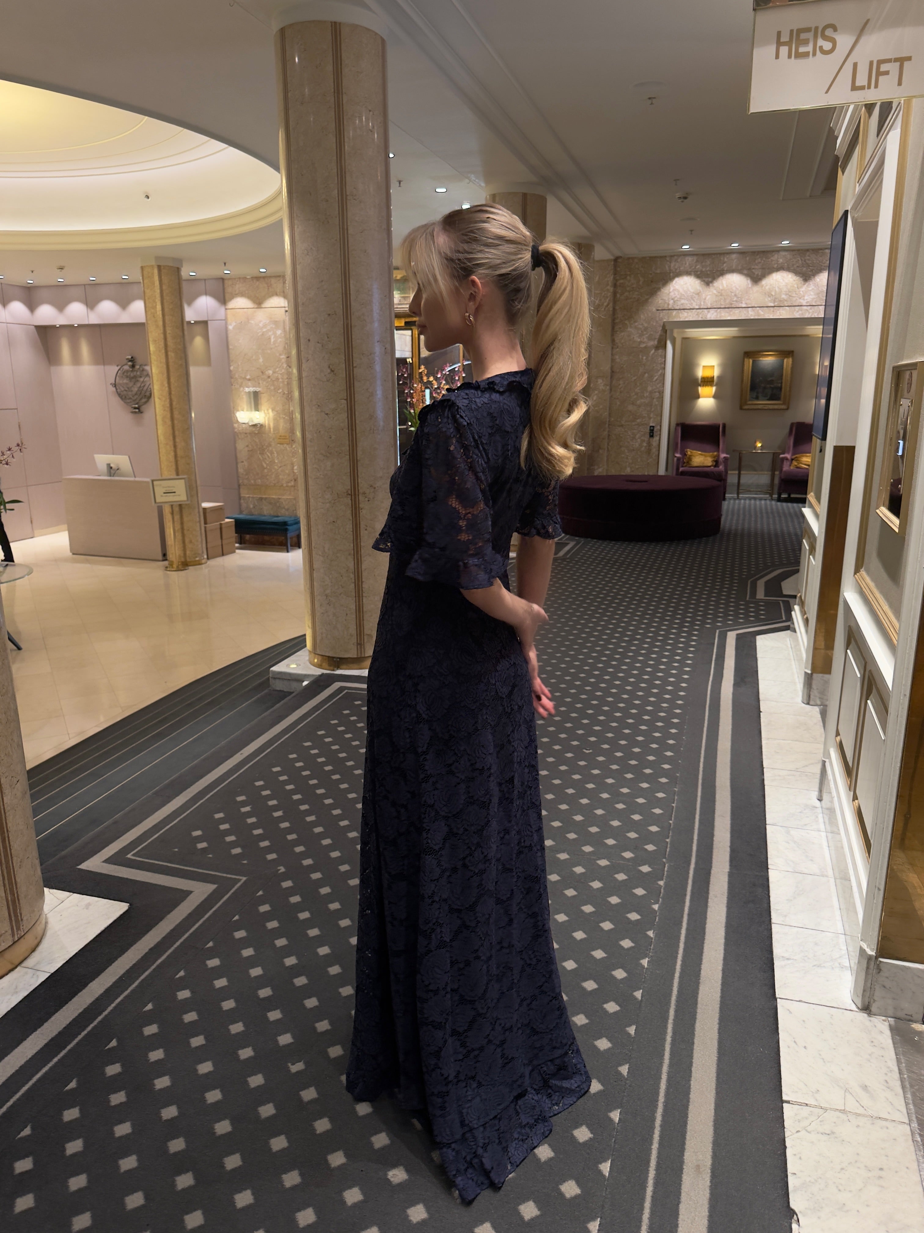 Catalina Maxi Dress Dark Blue Lace