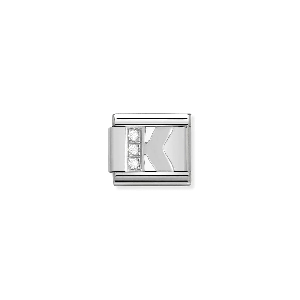 Letter K Cubic Zirconia Silver