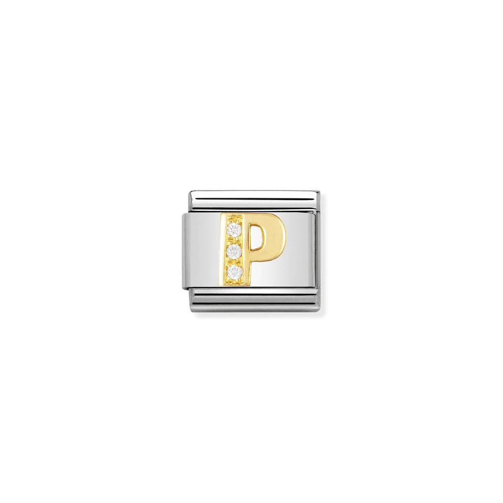 Cubic Zirconia Letter P Gold