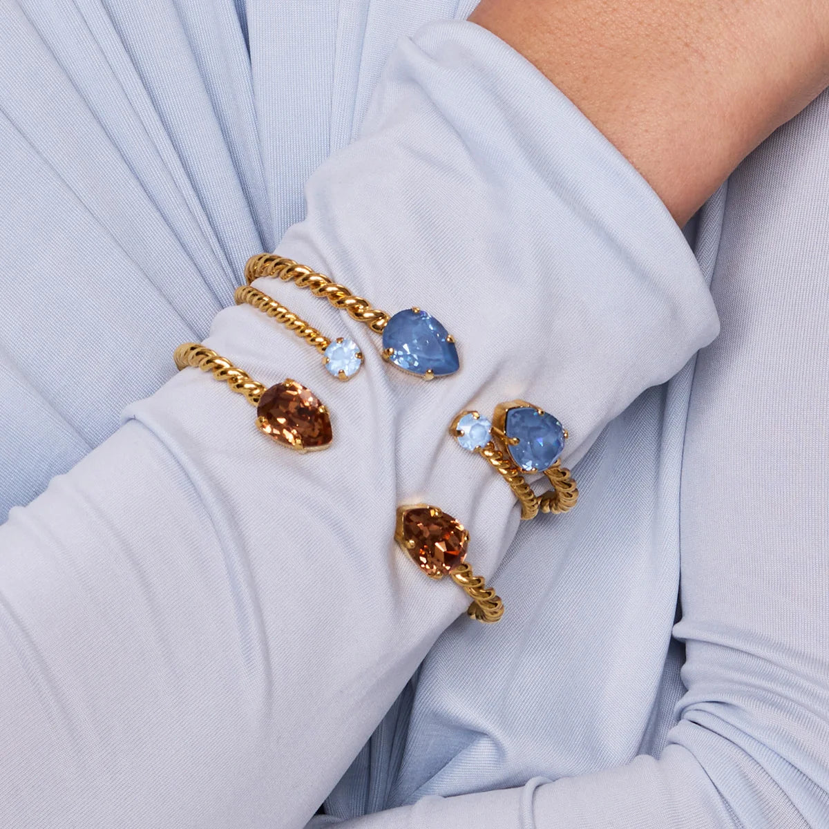 Mini Drop Bracelet Gold Light Smoked Topaz
