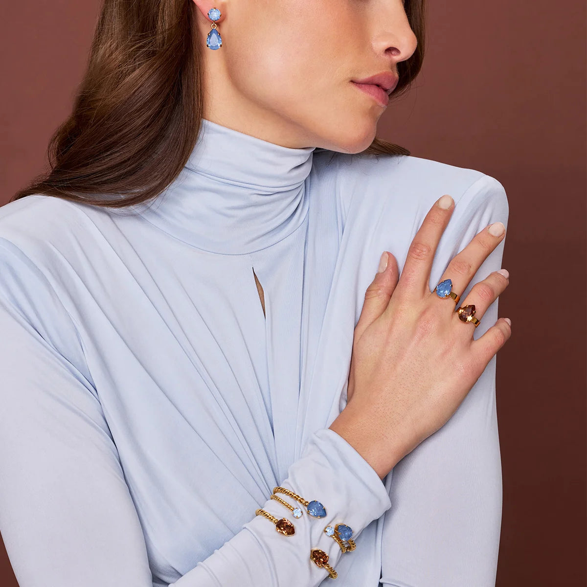 Mini Drop Bracelet Gold Light Smoked Topaz