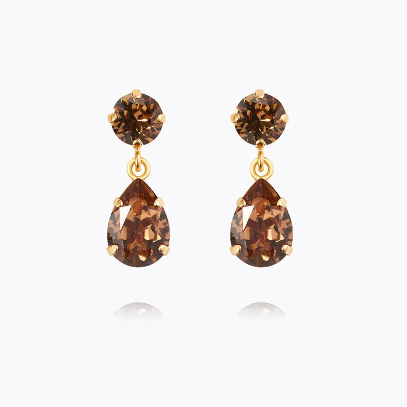 Mini Drop Earrings Gold Light Smoked Topaz