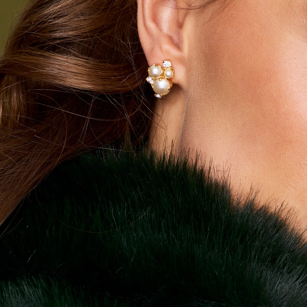 Molly Earrings Gold Pearl/Crystal