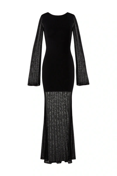 Haisley Sheer Knitted Maxi Dress Black