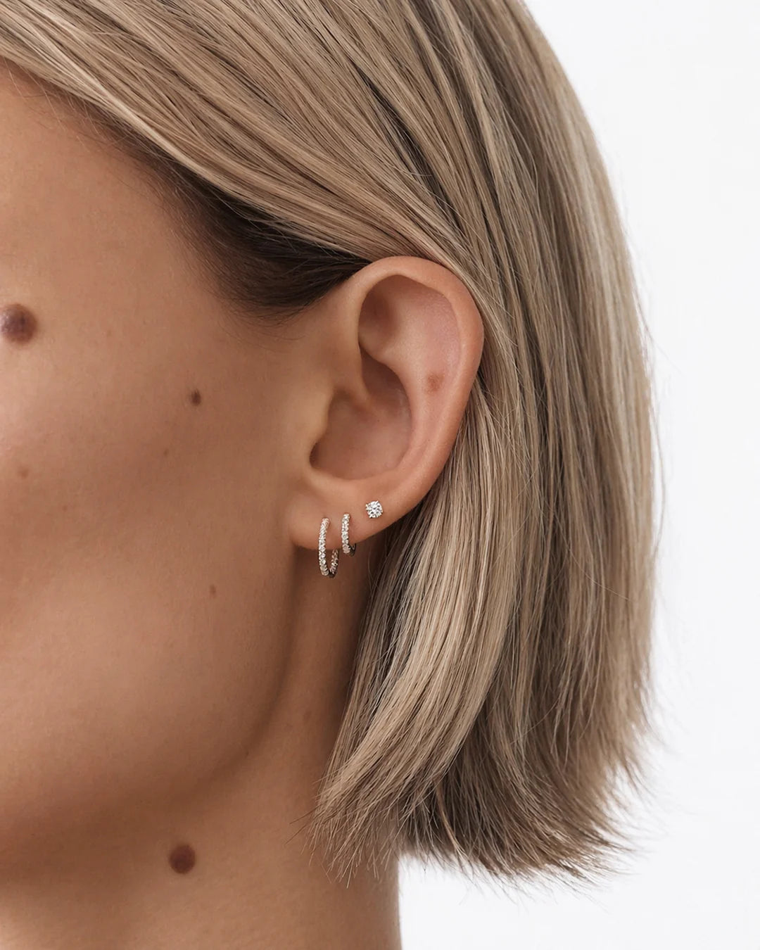 Stone Huggie Hoops Gold 9mm