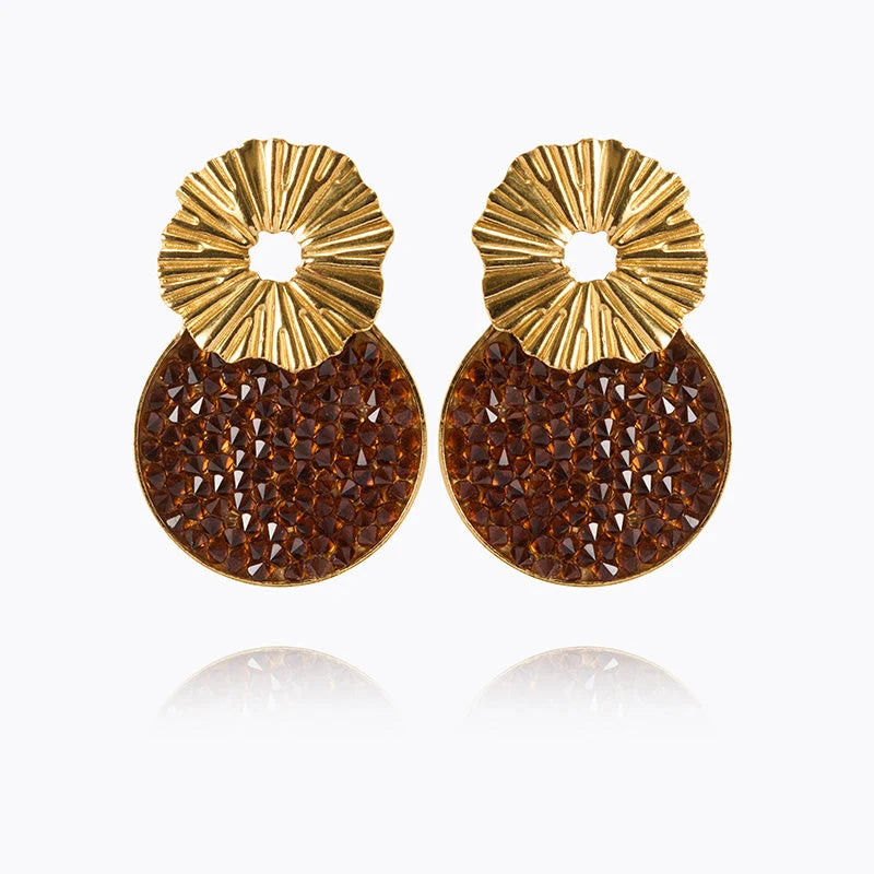 Vassia Rocks Earrings Gold Smoked Topaz