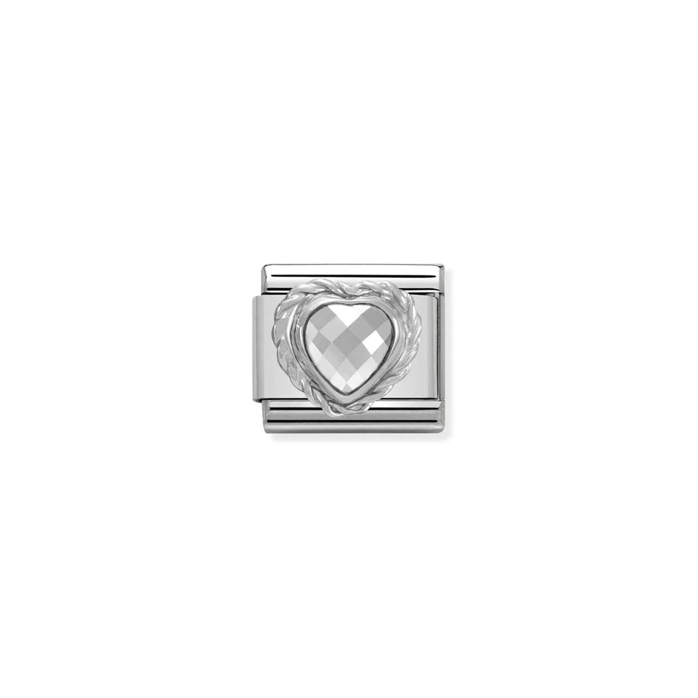 Faceted Heart White Silver