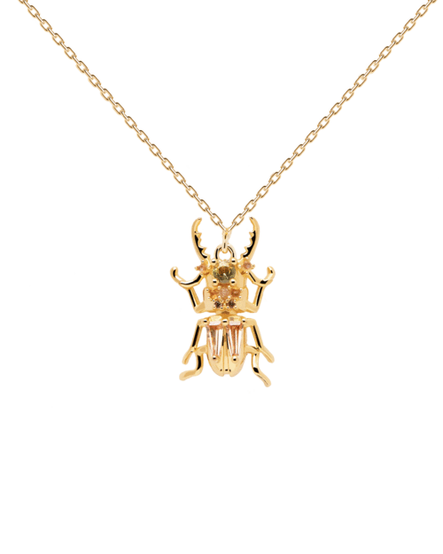 Courage Beetle Amulet Necklace Gold