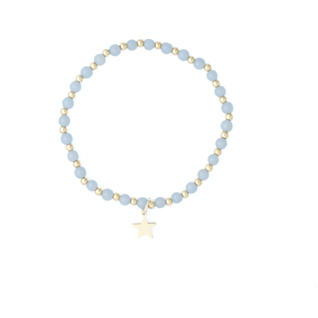 Stone Bead Bracelet w/ Gold Beads 501 Blue