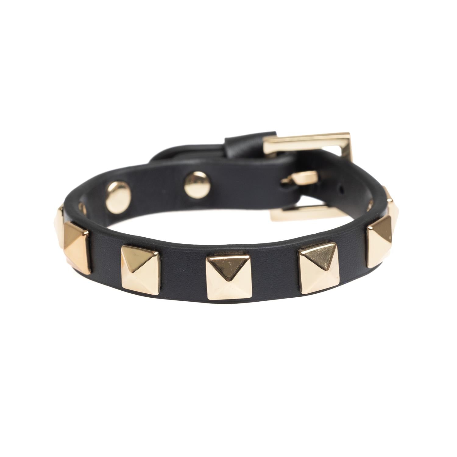 Leather Stud Bracelet Black/Gold