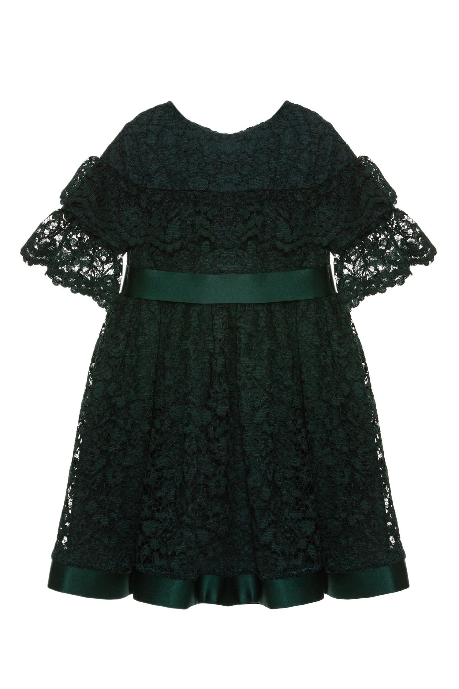 Woven Dress Emerald 8-10 år