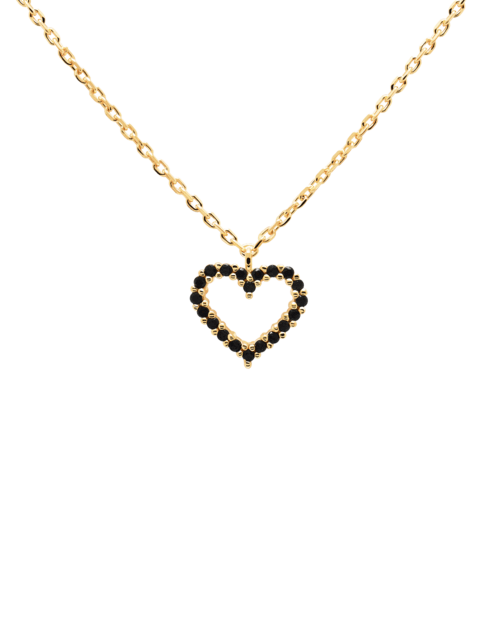 Black Heart Necklace Gold