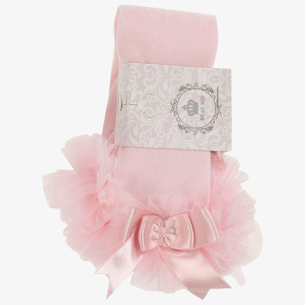Baby Girl Tights w/ Lace Pink