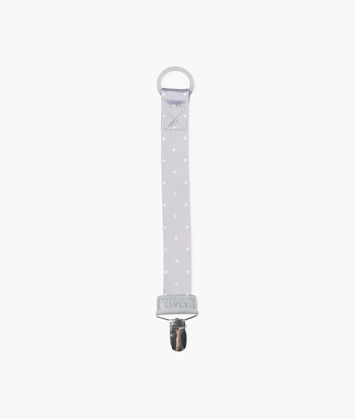 Pacifier Holder Grey/ White Dots