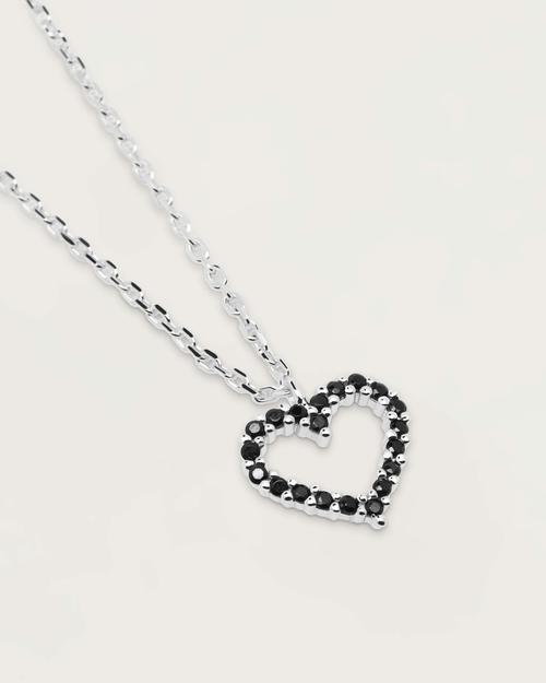 Black Heart Necklace Silver