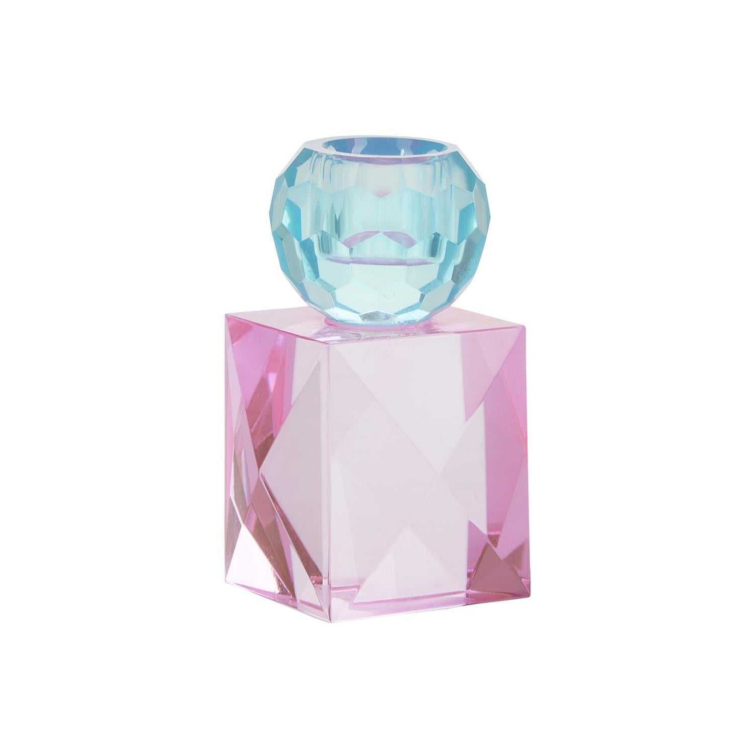 Crystal Candle Holder Blue/Rose